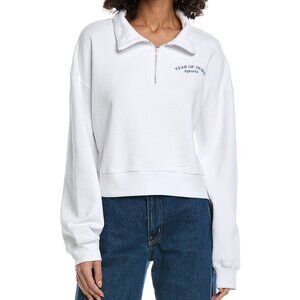 Year of Ours The Sports Club Printed Cotton  Sweatshirt In White, Size Small